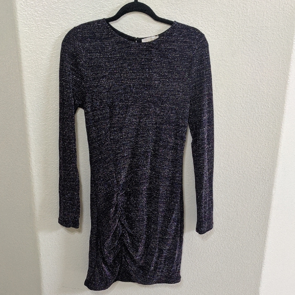 Ramy Brook Blue Sheath Dress Long Sleeve Crew Neck